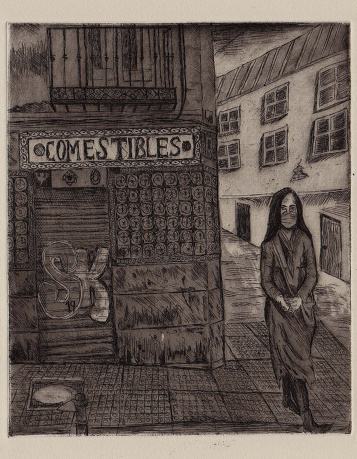 Calle de San Carlos - 2021, etching, edition of 6, 27.5x23cm